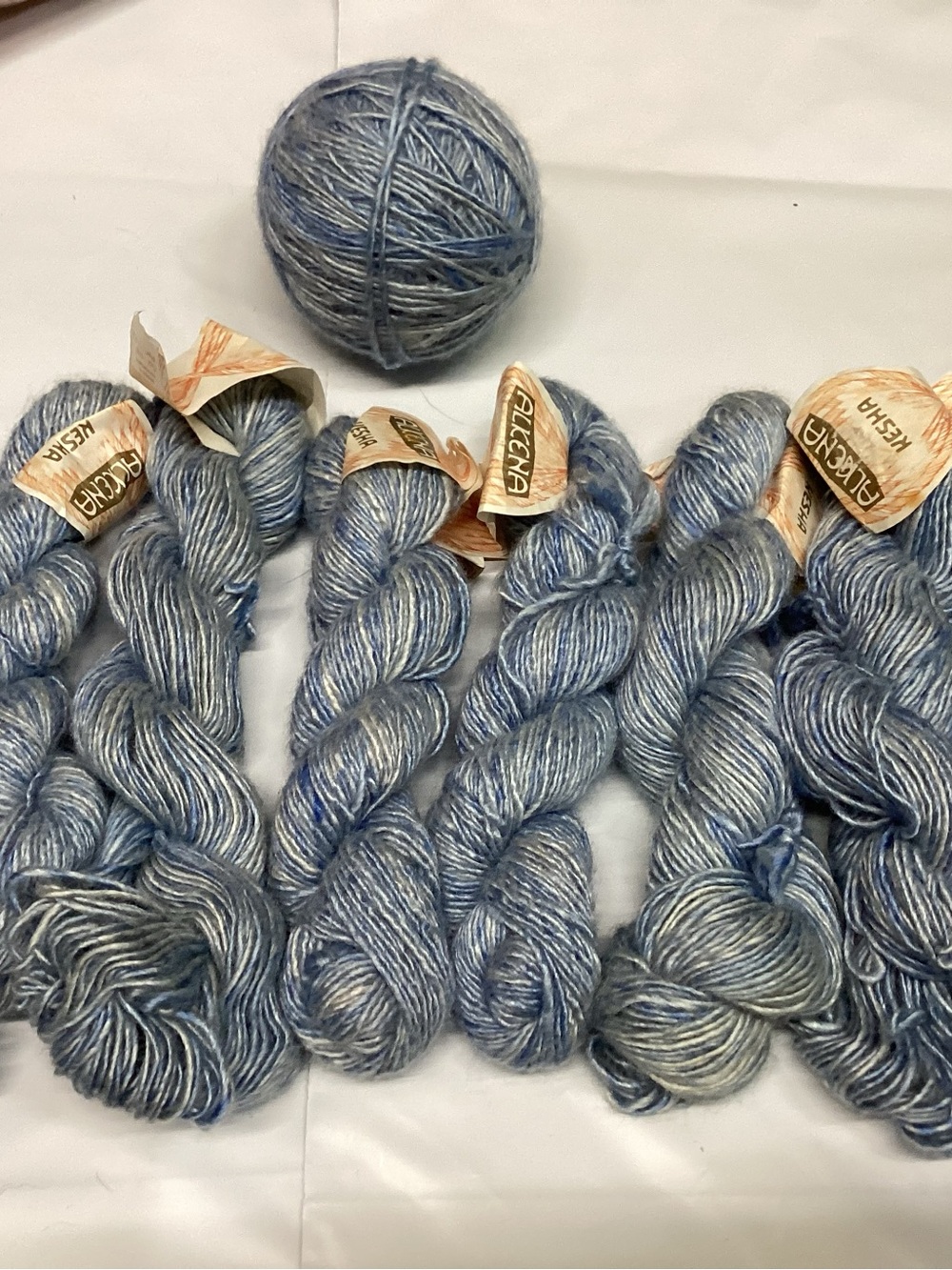 11 hanks of Aleena yarns Kesha silk/wool blend yarn